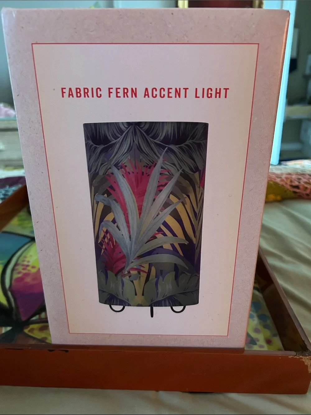 Fabric Fern Accent Light - Pink & Green Tropical Shade